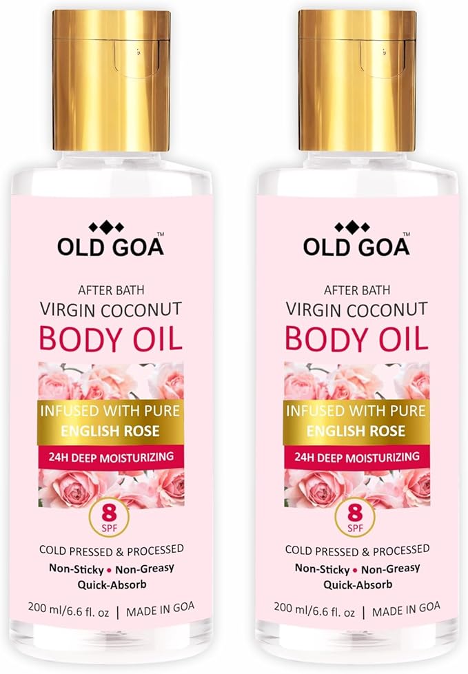 OLDGOA After Bath Body Oil For Daily Use, Massage & Glowing Skin | Summer Body Oil | For All Skin Types | For Men & Women | English Rose Pack Of 2 | 50+50 ML - Image 2